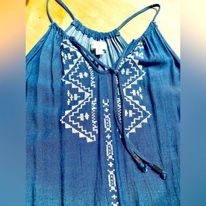 Embroidered rayon tank mini